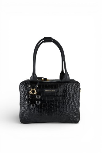 Box Bag  Croco Black Gold - Duża torba Shopper