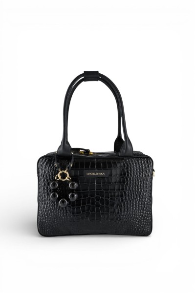 Box Bag  Croco Black Gold - Duża torba Shopper