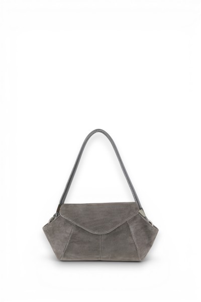 SHELL BAG S GREY VELVET 