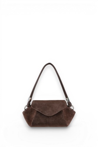 SHELL BAG S DARK BROWN VELVET