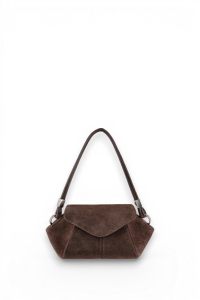 SHELL BAG S DARK BROWN VELVET