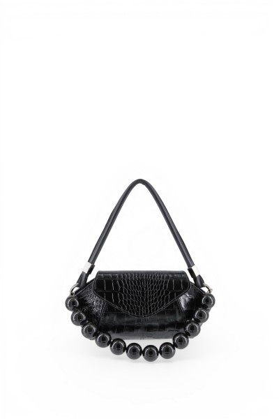 SHELL BAG S BLACK CROCO