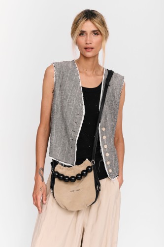 Pouch Bag Sand- Torebka woreczek z zamszu